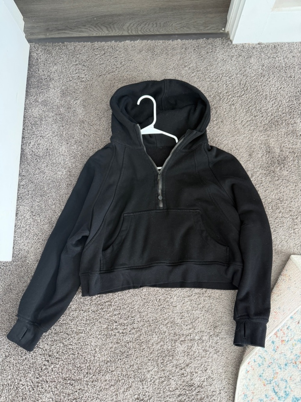 Cropped Black Half-Zip Hoodie